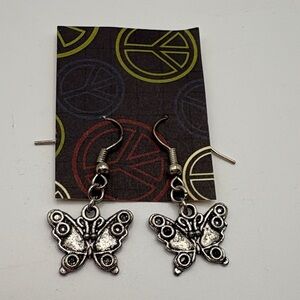 Handmade Butterfly Earrings  Boho Festival Jewelry  Retro Peace Sign Vibes  Y2K